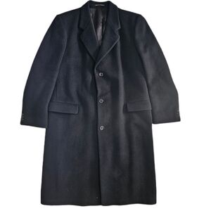 Flawed Hammersley Cashmere Wool Overcoat 46L Black Long Top Coat England Career